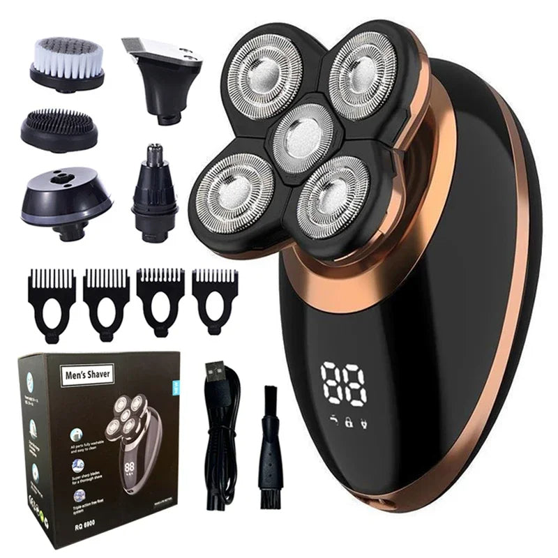 5-in-1 Electric Shaver: Bald Head, Beard & Nose Trimmer