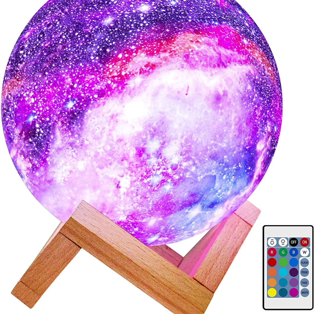 LED Galaxy Lamp for Kids - 3D Star Moon Light, 16 Colors