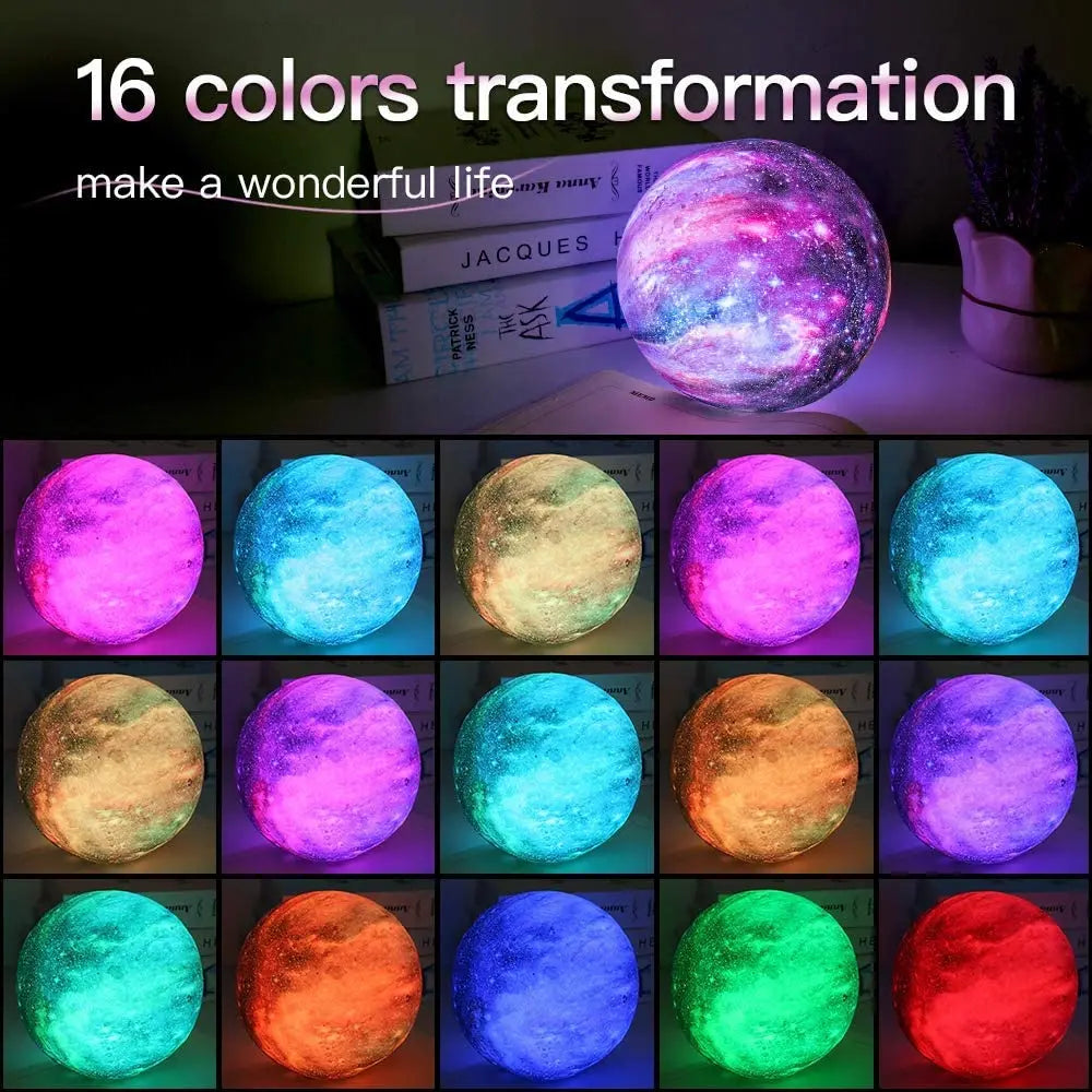 LED Galaxy Lamp for Kids - 3D Star Moon Light, 16 Colors