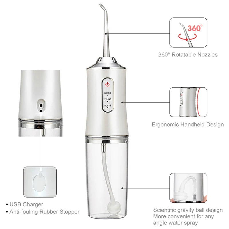 Smart Water Flosser - 4 Jets, 3 Modes, USB Charge