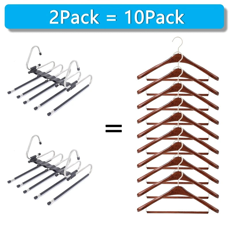 Space-Saving Pants Hangers - 2 Pack, Multi-Layer Closet Solution