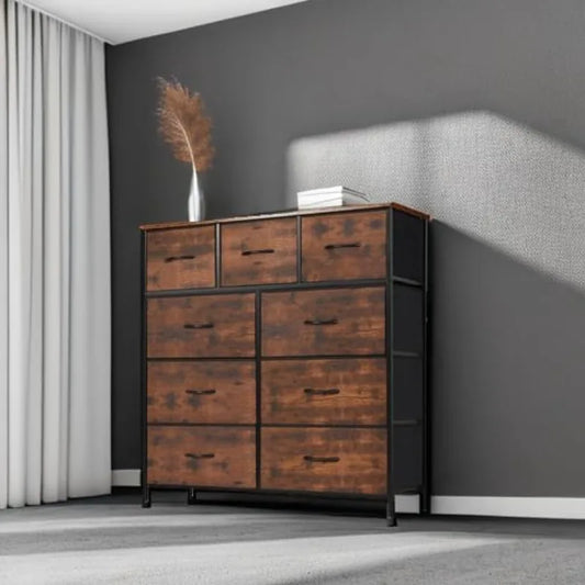 Dresser 9-Drawer Fabric Storage Tower for Bedroom