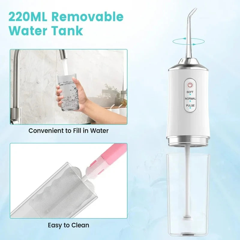 Smart Water Flosser - 4 Jets, 3 Modes, USB Charge