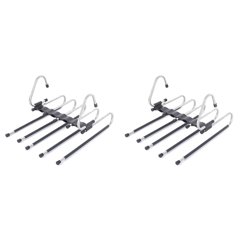 Space-Saving Pants Hangers - 2 Pack, Multi-Layer Closet Solution